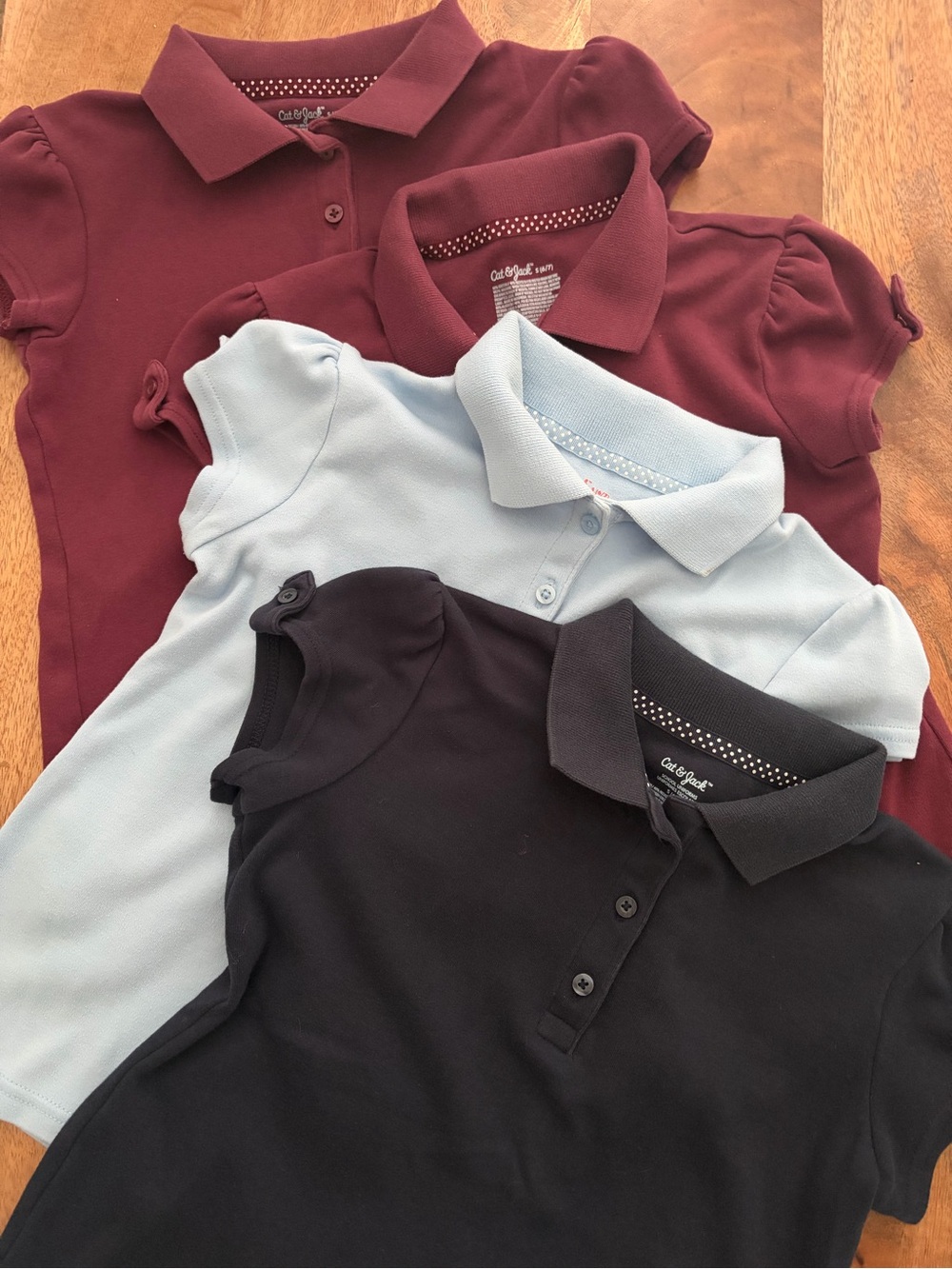 Cat & Jack Girls 6/7 School Uniform Polo Shirts 4 Pack